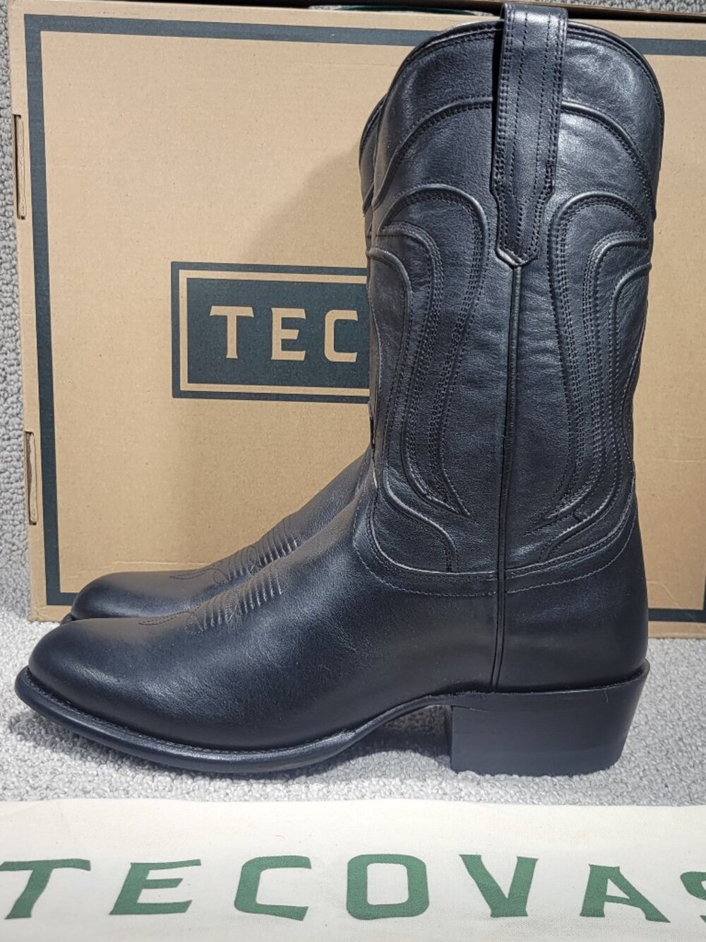 Tecovas The Cartwright Men's US Size 11D Midnight Cowhide Cowboy Boots